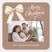 Mocha-Coffeeshuskript Weihnachten Foto Quadratischer Aufkleber (Vorderseite)