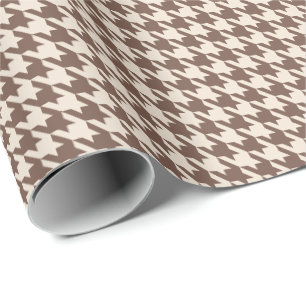 Mocha & Cream Houndstooth-Muster Elegantes Warm Geschenkpapier