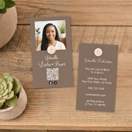 Mocha Cream Logo QR Code Foto Wimpern und Augenbra Visitenkarte