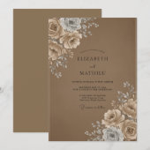 Mocha Cream Rose Hochzeit Einladung (Vorne/Hinten)