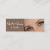 Mocha Cream Script Photo Lashes and Brows Mini Visitenkarte (Vorderseite)