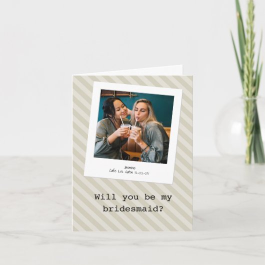 Mocha Cream "Werden Sie meine Bridesmaid?" Foto Einladung (Vorderseite)