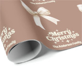 Mocha Creme Bogen Retro Weihnachten Geschenkpapier (Rolleneckpunkt)