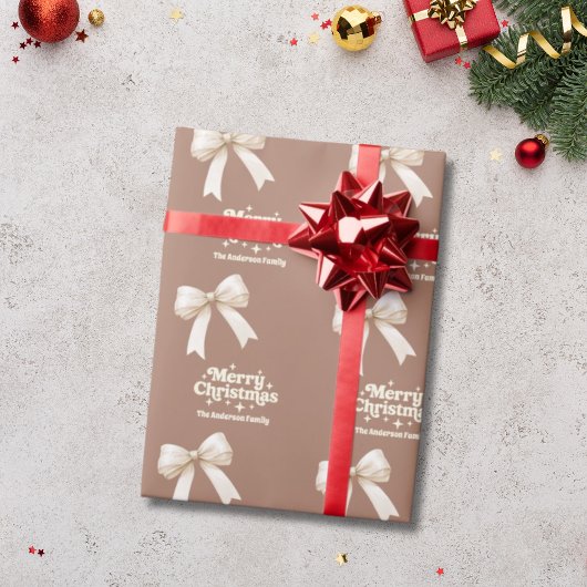 Mocha Creme Bogen Retro Weihnachten Geschenkpapier