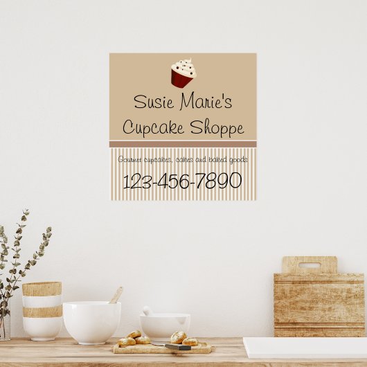 Mocha Cupcake Shoppe-Zeichen oder Werbeplakat Poster (Küche)