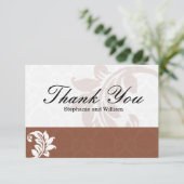 Mocha Damask Wedding Dankeschön Card Dankeskarte (Stehend Vorderseite)