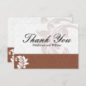 Mocha Damask Wedding Dankeschön Card Dankeskarte (Vorne/Hinten)