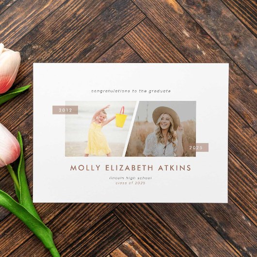 Mocha Dann und Jetzt Zwei Foto Abschluss Ankündigung