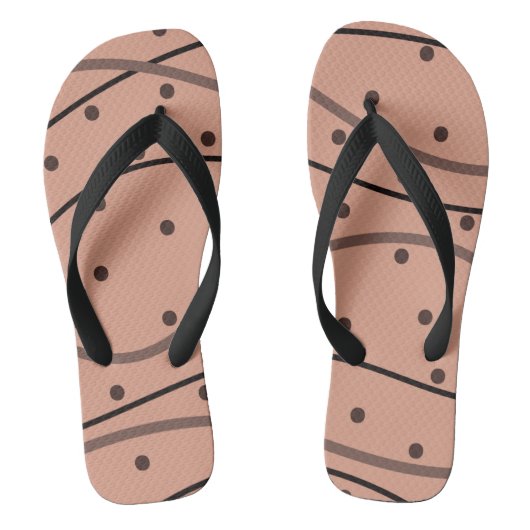 Mocha Dots & Stripes Muster Badesandalen (Fußbett)