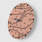 Mocha Dots & Stripes Muster Große Wanduhr (Winkel)