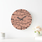 Mocha Dots & Stripes Muster Große Wanduhr (Zuhause)