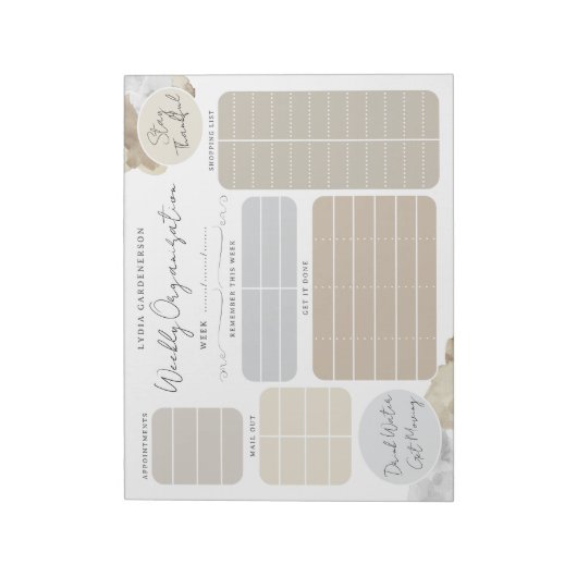 Mocha Dreamy Custom Weekly Organisation Notizblock (Rotiert)