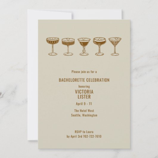 Mocha Espresso Martini Bachelorette w/QR Code Einladung (Vorderseite)