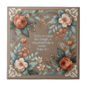 Mocha Floral Bible Verse individuell anpassbar Fliese (Vorderseite)