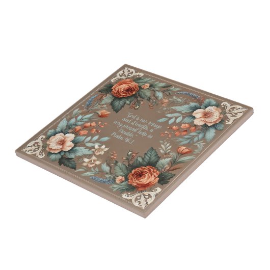 Mocha Floral Bible Verse individuell anpassbar Fliese (Seite)
