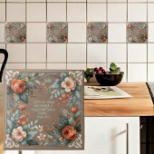 Mocha Floral Bible Verse individuell anpassbar Fliese