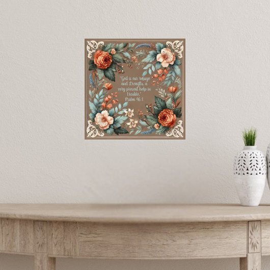 Mocha Floral Bible Verse individuell anpassbar Poster