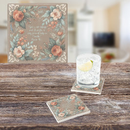 Mocha Floral Bible Verse individuell anpassbar Steinuntersetzer