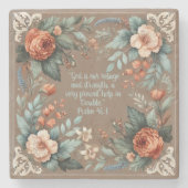 Mocha Floral Bible Verse individuell anpassbar Steinuntersetzer (Vorderseite)