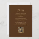 Mocha Gold Agate Brown QR Code Wedding Einladung (Rückseite)