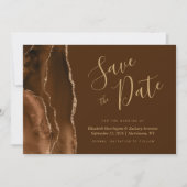 Mocha Gold Agate Brown Save the Date Card Einladung (Vorderseite)