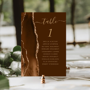 Mocha Gold Agate Brown Wedding Tischnummer