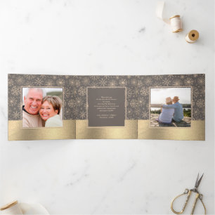 Mocha Gold Holiday Multi Foto Tri-Fold Card Dreifach Gefaltete Ankündigung