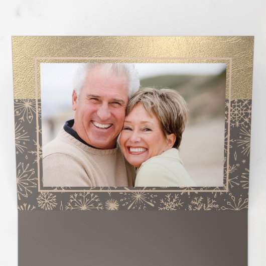 Mocha Gold Holiday Multi Foto Tri-Fold Card Dreifach Gefaltete Ankündigung (Innen Erste Seite)