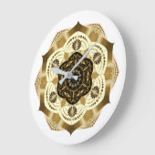Mocha Gold Mandala Große Wanduhr (Winkel)