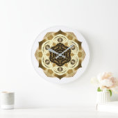 Mocha Gold Mandala Große Wanduhr (Zuhause)