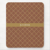 Mocha Gold Quatrefoil Personalisiert Mousepad (Vorne)