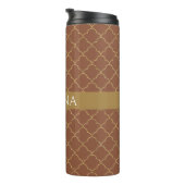 Mocha Gold Quatrefoil Personalisiert Thermosbecher (Nach rechts gedreht)