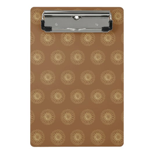 Mocha | Golden Zinnia Flower Medallions Mini Klemmbrett (Vorderseite)