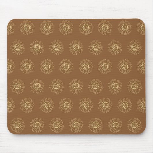 Mocha | Golden Zinnia Flower Medallions Mousepad (Vorne)