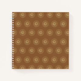 Mocha | Goldene Zinnien-Blumenmedaillons Notizblock