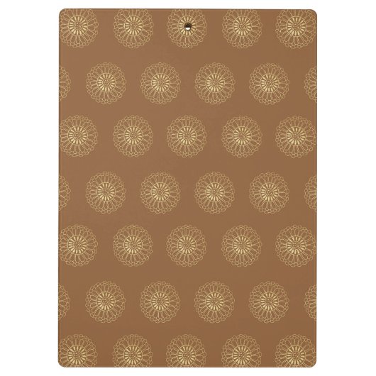Mocha | Goldene Zinnien-Blütenmedaillons Klemmbrett (Rückseite)