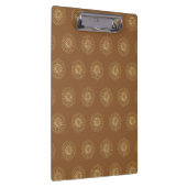 Mocha | Goldene Zinnien-Blütenmedaillons Klemmbrett (Rechts)