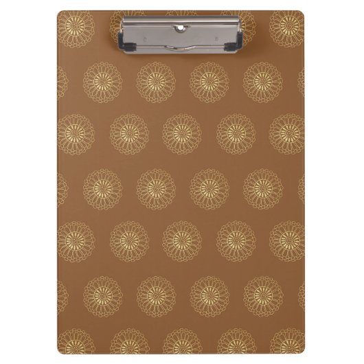 Mocha | Goldene Zinnien-Blütenmedaillons Klemmbrett (Vorderseite)