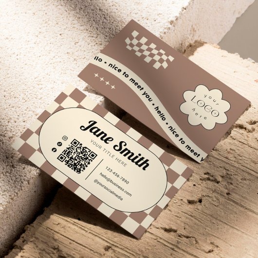 Mocha Groovy Editable Business Card für Studio Visitenkarte