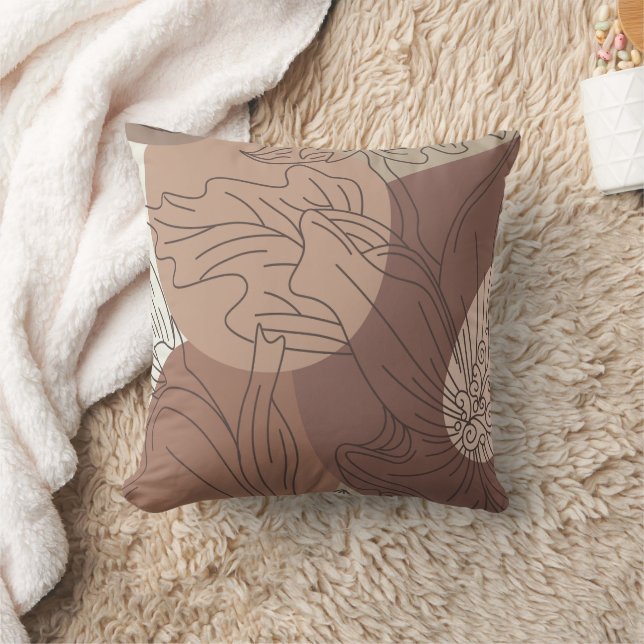 Mocha Hibiskus Botanische Harmonie für Set Kissen (Decke)