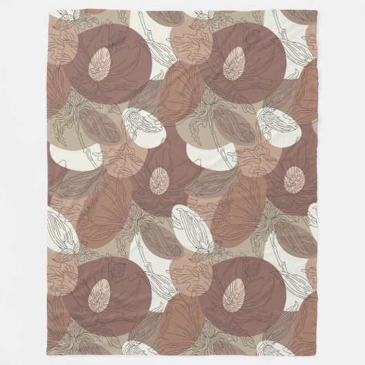 Mocha Hibiskus Botanische Harmonie Groß Fleecedecke (Vorderseite)