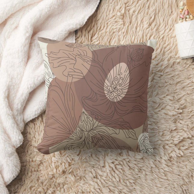 Mocha Hibiskus Botanische Harmonie Kissen (Decke)