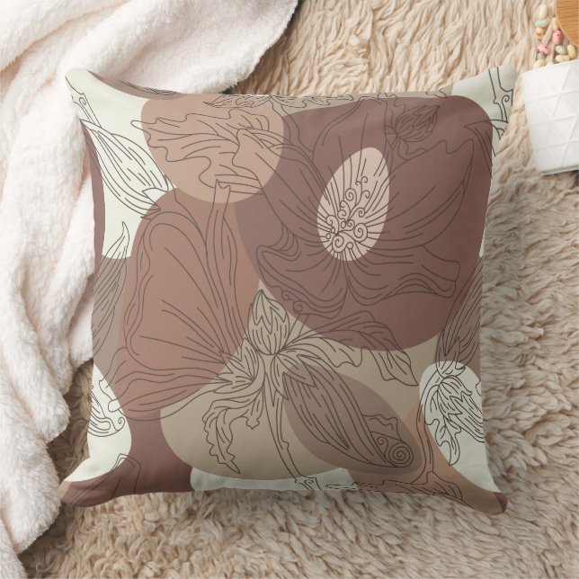 Mocha Hibiskus Botanische Harmonie Kissen (Decke)