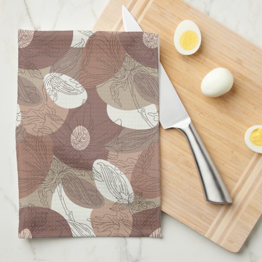 Mocha Hibiskus Botanische Harmonie Vorhang Geschirrtuch (Viertel Falte)