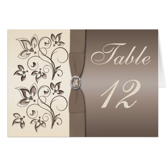 Mocha Ivory Tischnummer Card (Vorderseite (Horizontal))