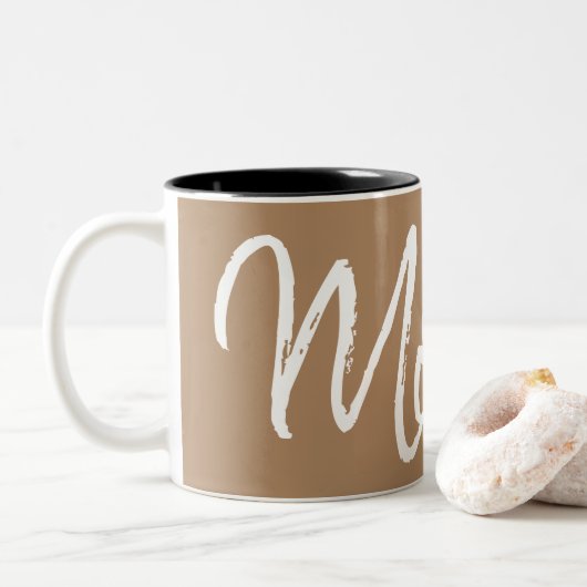 Mocha-Kaffeeliebhaber Typografie Zweifarbige Tasse (Mit Donut)