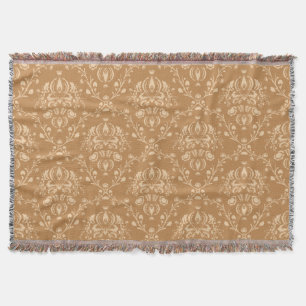 Mocha Latte Brown Damask Decke