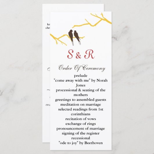 Mocha lovebirds Hochzeitsprogramm Programm (Vorne/Hinten)