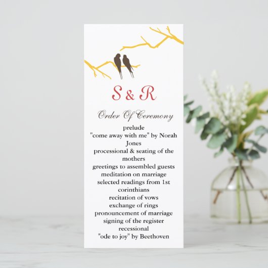 Mocha lovebirds Hochzeitsprogramm Programm (Stehend Vorderseite)