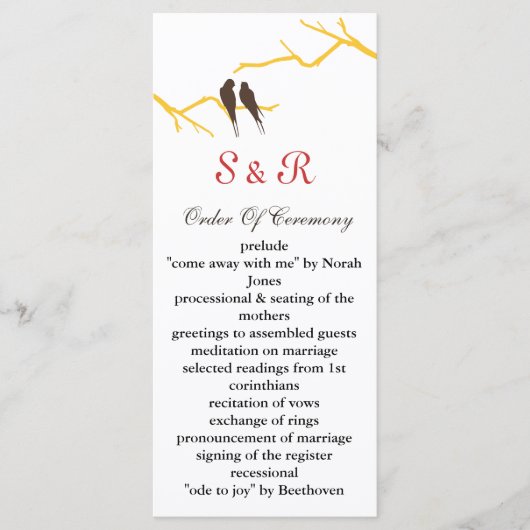 Mocha lovebirds Hochzeitsprogramm Programm (Vorderseite)